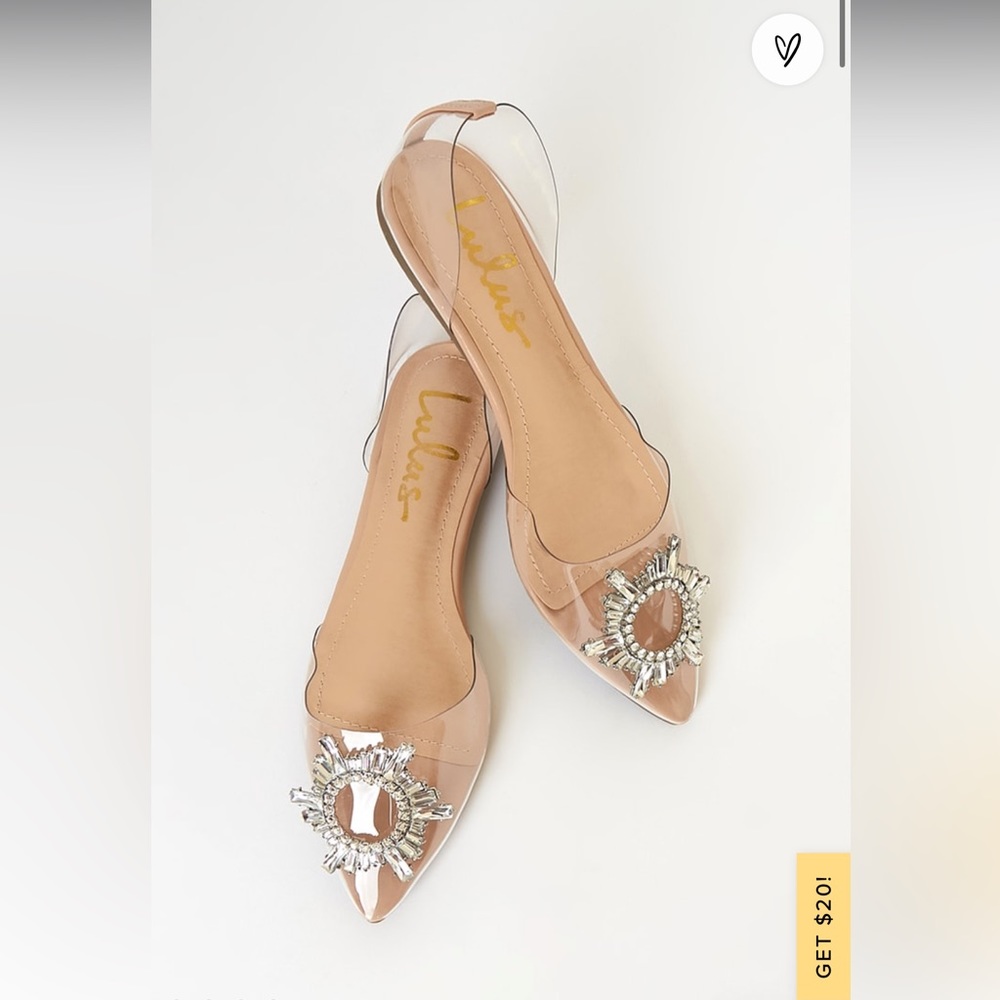 Lulu’s Myral Light Nude Rhinestone Pointed-Toe Flats